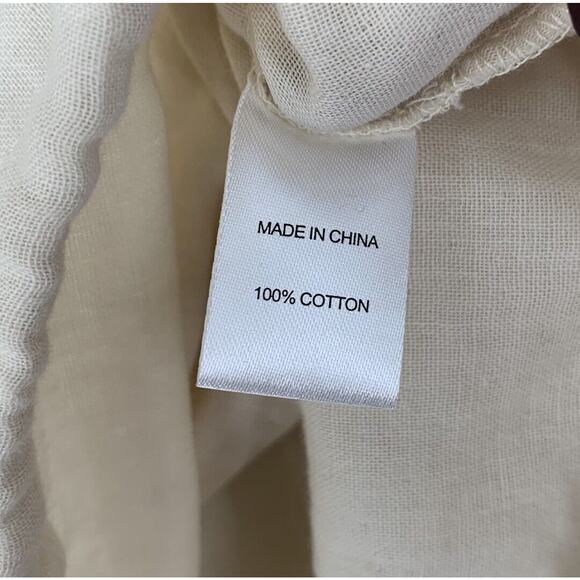 DREW Kylie Top Stone Drawstring Button Front Balloon Sleeve NWT $216 Cotton - Picture 13 of 14